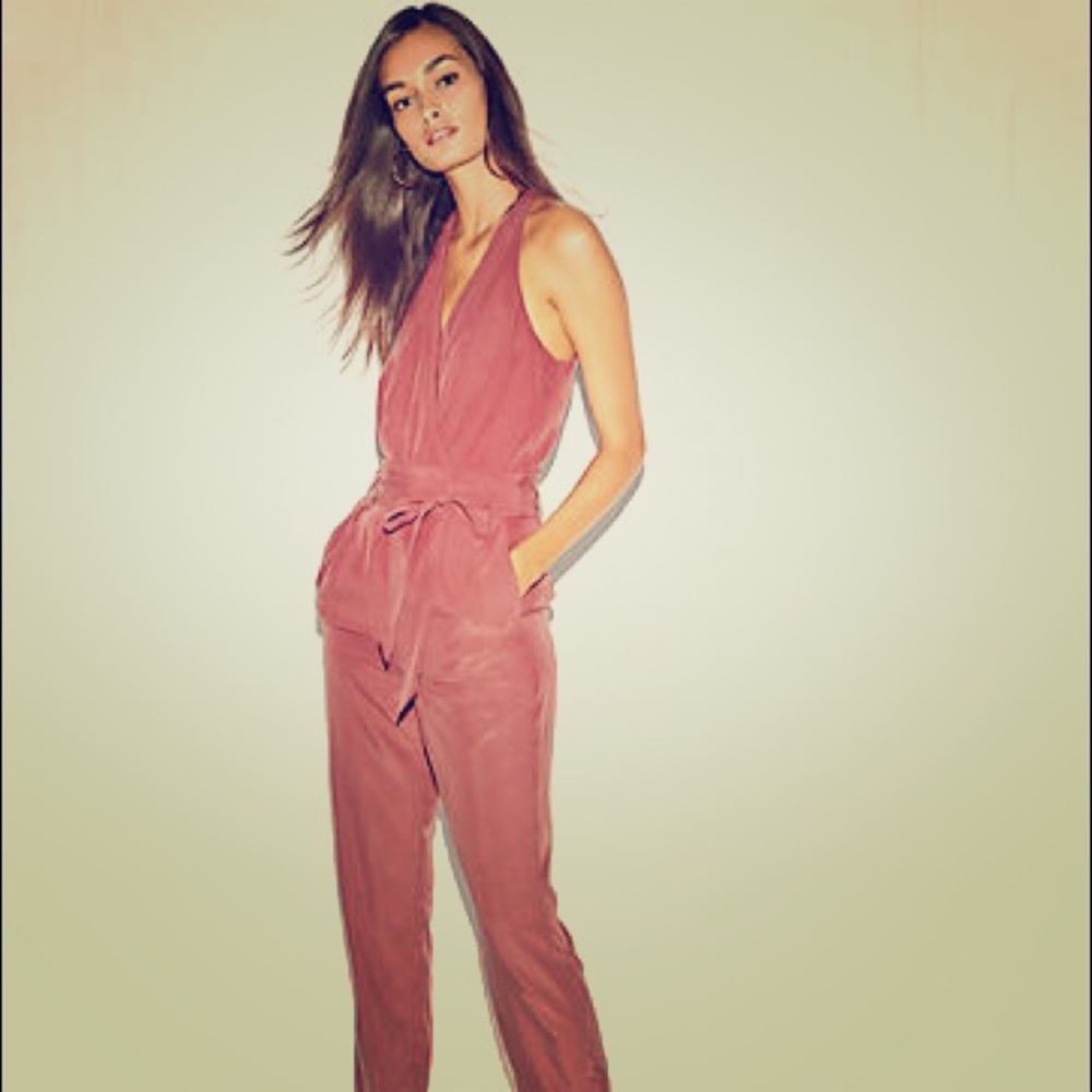Express belted surplice jumpsuit